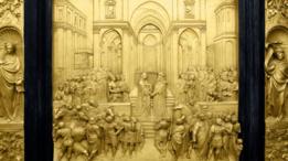 Representación de la visita de la reina de Saba al rey Salomón.