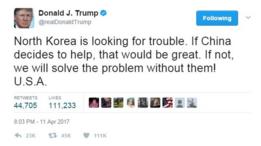 Tuit de Trump que lee:
