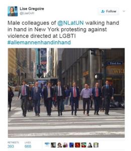 La delegación de Holanda ante Naciones Unidas se unió a la protesta desde Nueva York.