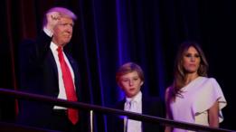 Donald, Barron y Melania Trump
