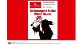 Portada muestra Donald Trump lanzando una bomba molotov debajo de las palabras