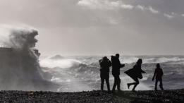 Tormenta en la bahía de Dover, en el sur de Inglaterra