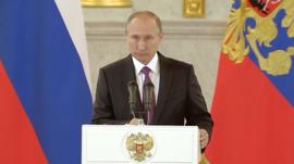 Still image shows Russian President Vladimir Putin.