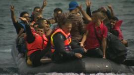Migrants in a boat