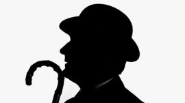 Patrick Macnee in silhouette