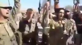 Rebels chanting in Al-Rai