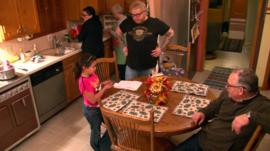 Family in a kitchen