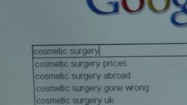 Internet search for cosmetic surgery