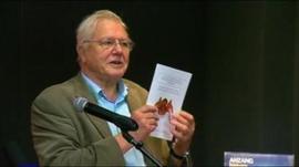 Sir David Attenborough at spider naming acceptance ceremony