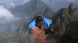 wingsuit stunt chile daredevil hits target