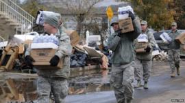 US Army distributing food aid