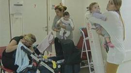 Hospital patients being moved to safety