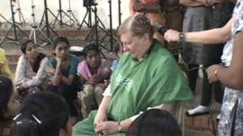 Lady having her hair dried
