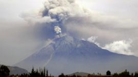 View of the Tungurahua volcano from Riobamba