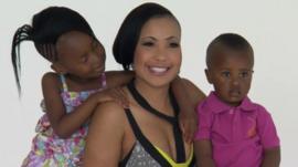 Nomasonto Mnisi, pictured with her children