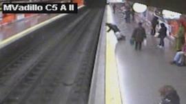 CCTV of woman falling