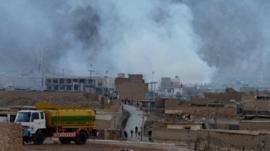 Smoke rises following a bomb explosion in Quetta, Pakistan