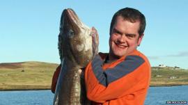 James Isbister and the 6ft long ling fish