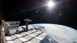 International Space Station in the sunlight