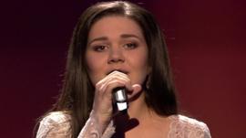 Russia's Dina Garipova singing at Eurovision