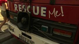 Fire engine with Rescue Me written on it