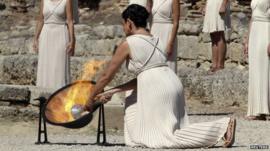 Olympic flame lit in Greece