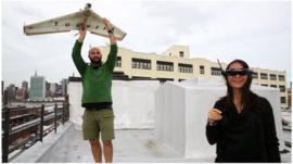 Georgi and Nina Tushev with a homemade drone