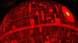 Pumpkin carved into a Death Star