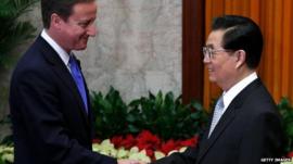 Prime Minister David Cameron and former Chinese premier Wen Jiabao