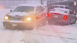 Cars on icy roads