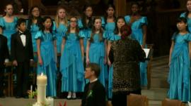 A choir perform at Washington's National Cathedral