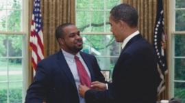 Joshua DuBois and President Obama in the Oval Office