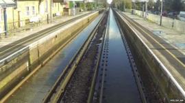 Flooded Winsdor to London train line