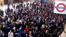 Queues outside Liverpool Street station