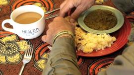 Curry being eaten in cafe