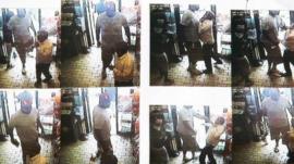 A series of CCTV pictures showing a robbery in a store in Ferguson