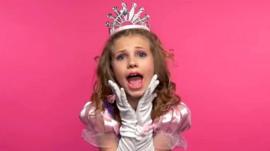 Little girl in pink princess costume