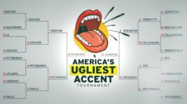 Poster showing America's ugliest accent tournament from Gawker Media
