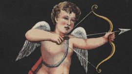 Victorian image of cupid on skates