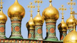 Domes of a cathedral in the Kremlin