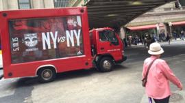 Advertising bus in New York