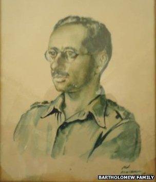 The portrait is of Capt David Arkush, Royal Army Dental Corps, painted in 1944 by Gunner Ashley George Old at Chungkai camp in Thailand