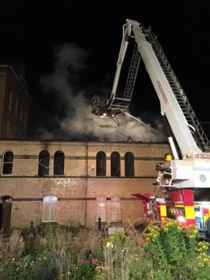 Aerial equipment was used to bring the fire under control on Sunday night
