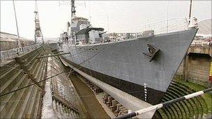 Restored Hms Cavalier Gun Fired At Chatham Dockyard Bbc News