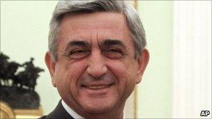 Armenian President Serge Sarkisian, 11 November 2010 - _50361584_010666393-1