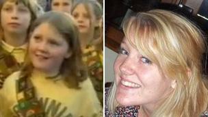 Image caption Imogen Curtis, aged 10, on the day she met the Queen in 2002 and as she is today - _60409786_imogencurtismontage