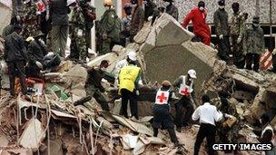 Aftermath of US embassy bombing, Nairobi, August 1998