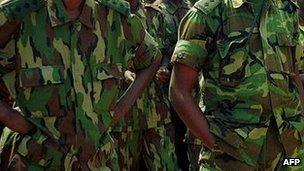 Rwandan soldiers - Archive shot, Kigali 2000