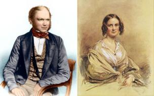 Portraits showing Charles Darwin and his wife Emma