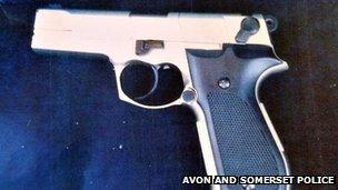 Police handout photo of the air pistol which student Yang Li had when he went to meet his professor at the University of Bath